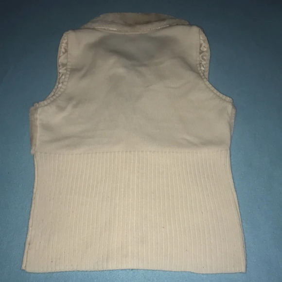 GLO jeans faux fur and knit zip up sleeveless vest cream colored Y2K size L - Picture 2 of 7